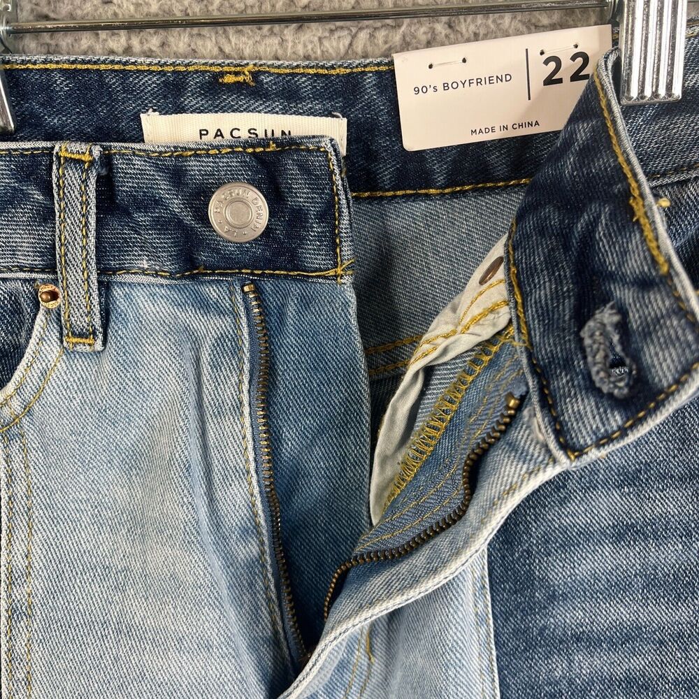 PACSUN 90’s Boyfriend Jeans Womens 22 Blue Straight Leg High Rise  22 x 32 - Picture 3 of 12